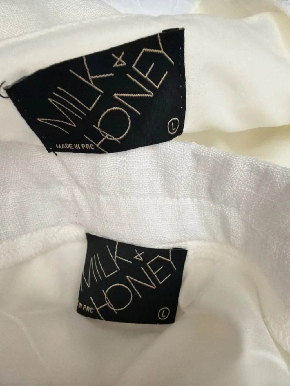 Milk & Honey White 2PCS Short Pant / Peplum Top Set Size L